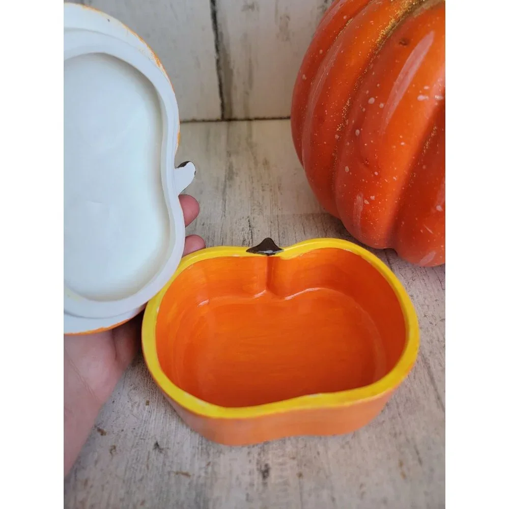 Halloween pumpkin figure trinket box set home decor glitter uniqueStyrofoam pump